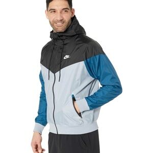 Nike Vintage Rare Windrunner Jacket Windbreaker Nylon Glanz Blue Black Medium